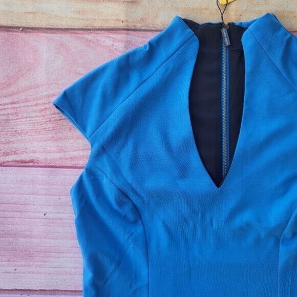 NWT Alexia Admor Cobalt‎ Blue V-Neckline Cap Sleeve Midi Dress Size Large - Picture 6 of 7